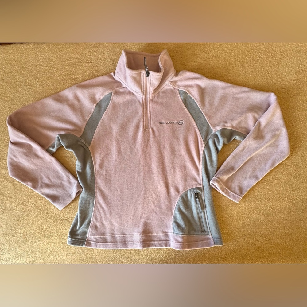 Free Country Women's Light Pink and Gray Cowl Sweater